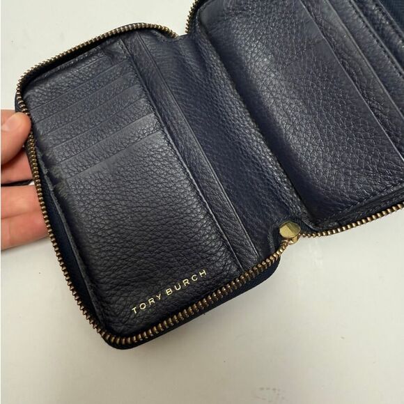 Tory Burch Navy Leather Wristlet Wallet - Picture 8 of 9